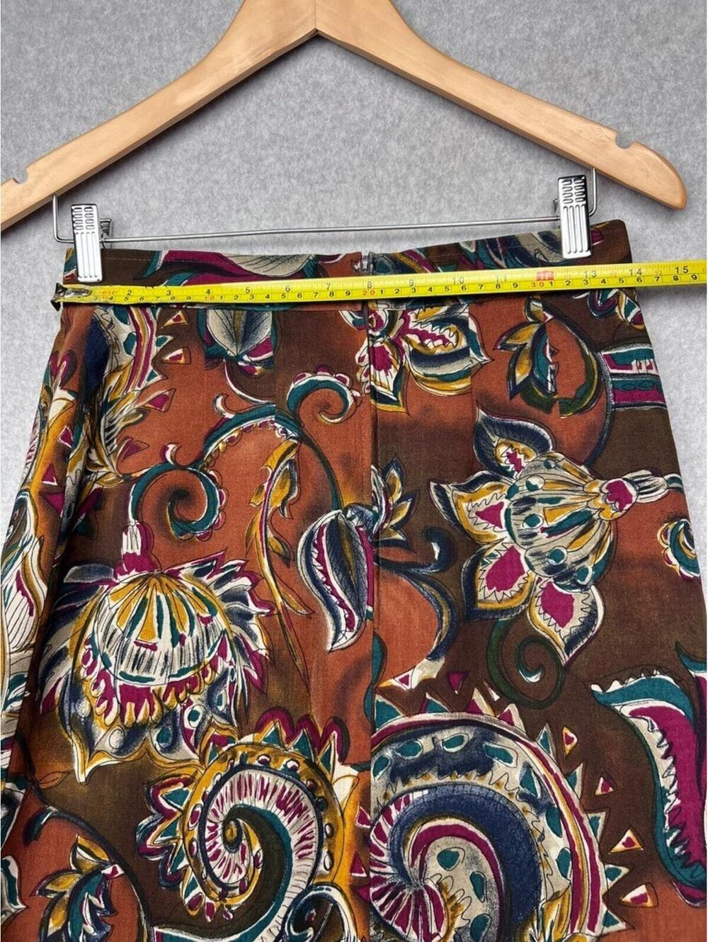 VTG St Michael Marks Spencer Pure Wool Floral Midi Skirt 90s Boho UK 12 / 4 US - Picture 3 of 9